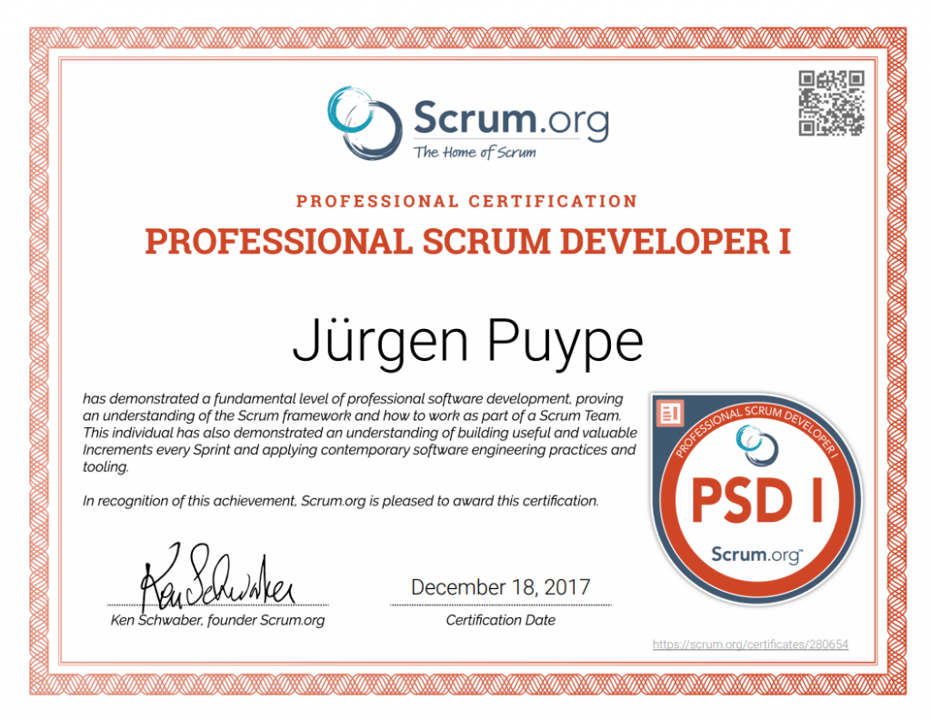 certificate of professionnal scrum developer galilei-it